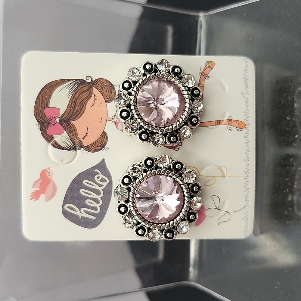 Chic Silver and Gold Earrings Set with Pink and Yellow Accents - Picture 2 of 9